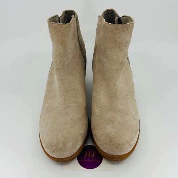 Sorel Womens Joan Of Arctic Wedge II Zip Soft Taupe Suede Ankle Booties Size 8.5 - Picture 3 of 11